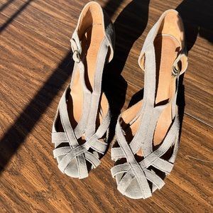Suede Nine West 1920s inspired strappy sandals